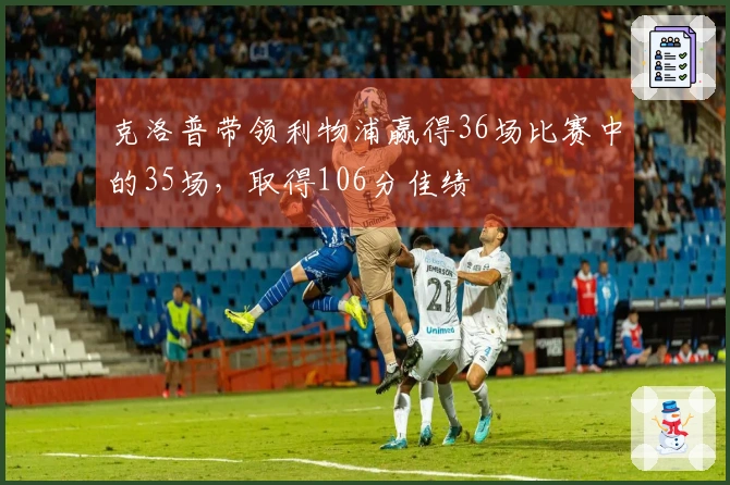 克洛普带领利物浦赢得36场比赛中的35场，取得106分佳绩